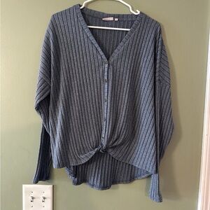 SO Blue Ribbed Knit Long Sleeve Top